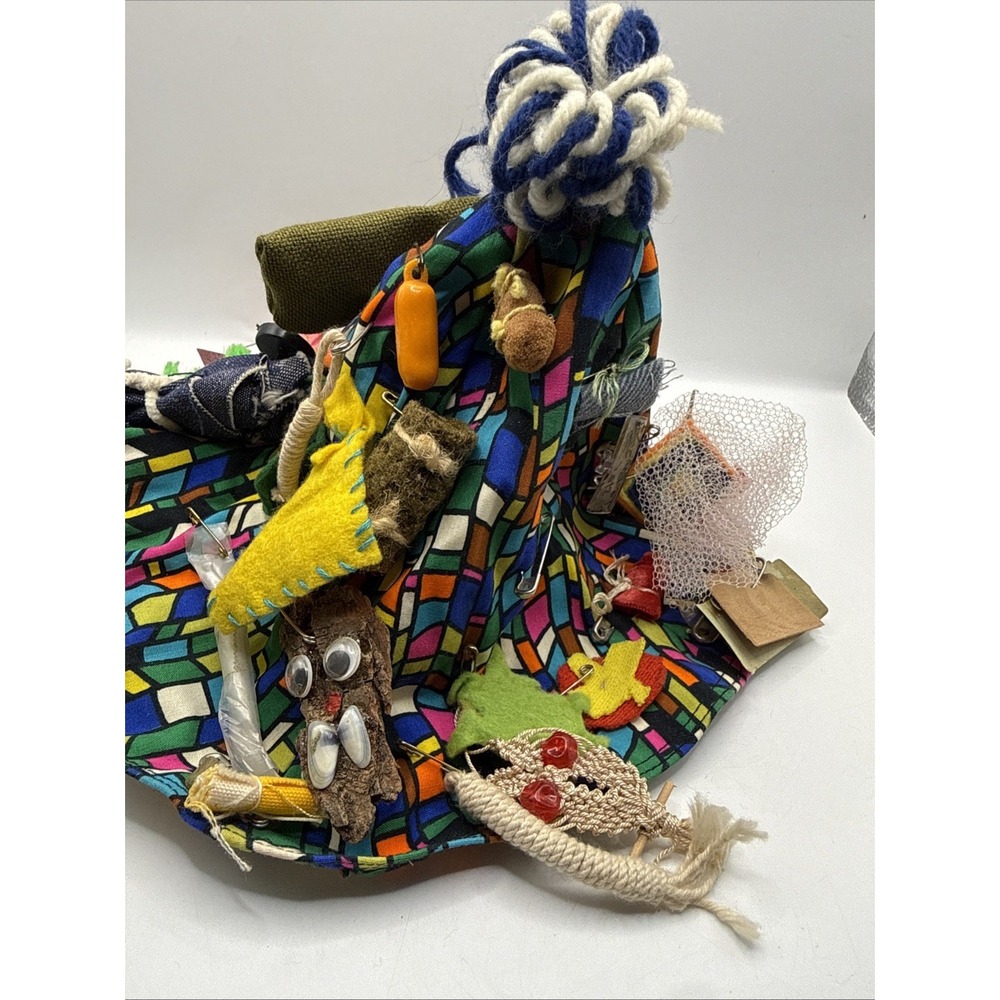 Vintage 70s Girl Scout Camp SWAPS Memory Bucket Hat Handmade Mixed Media Art - Picture 3 of 9